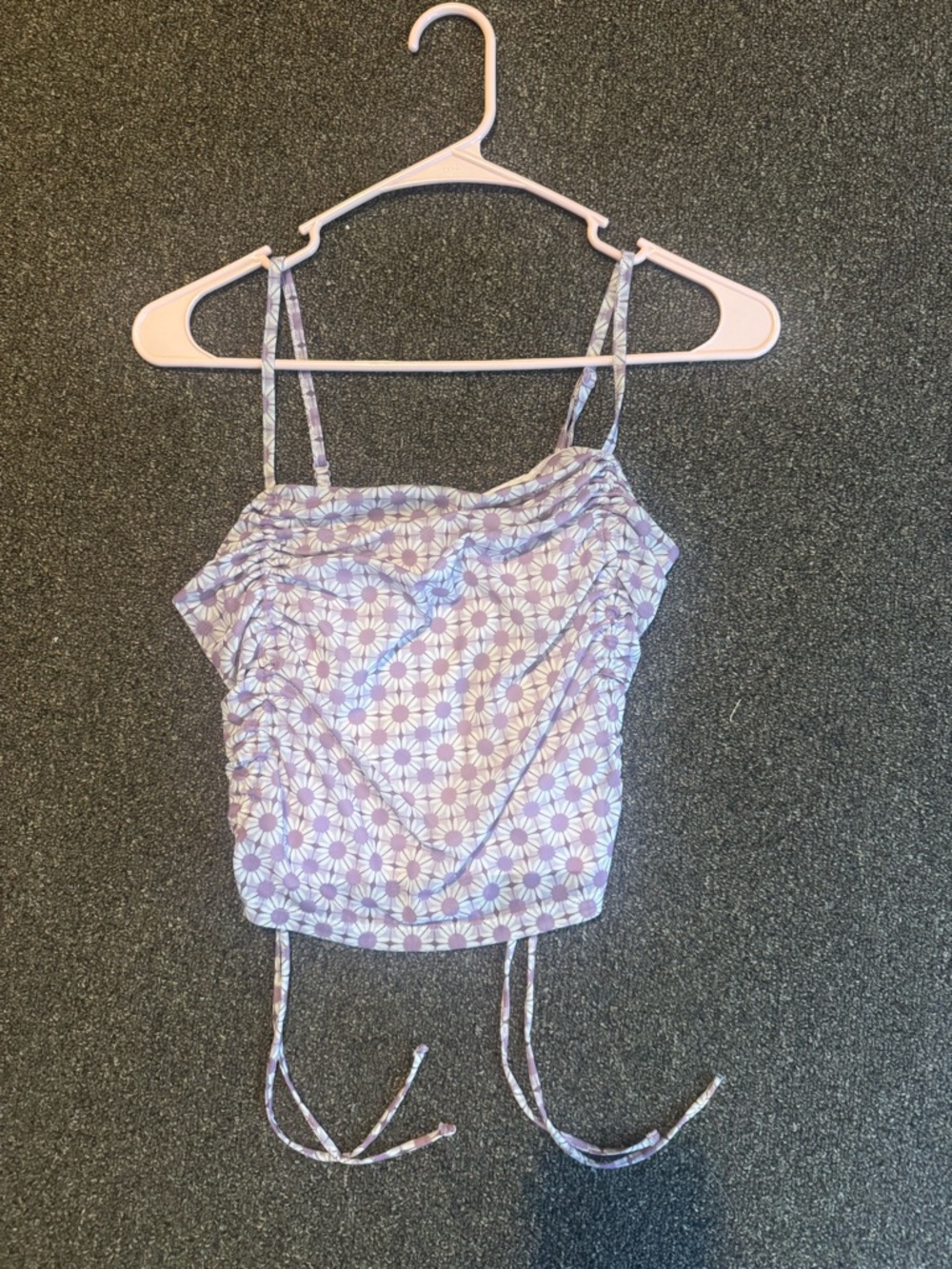 SO Lavender Daisy Ruched Cami Top